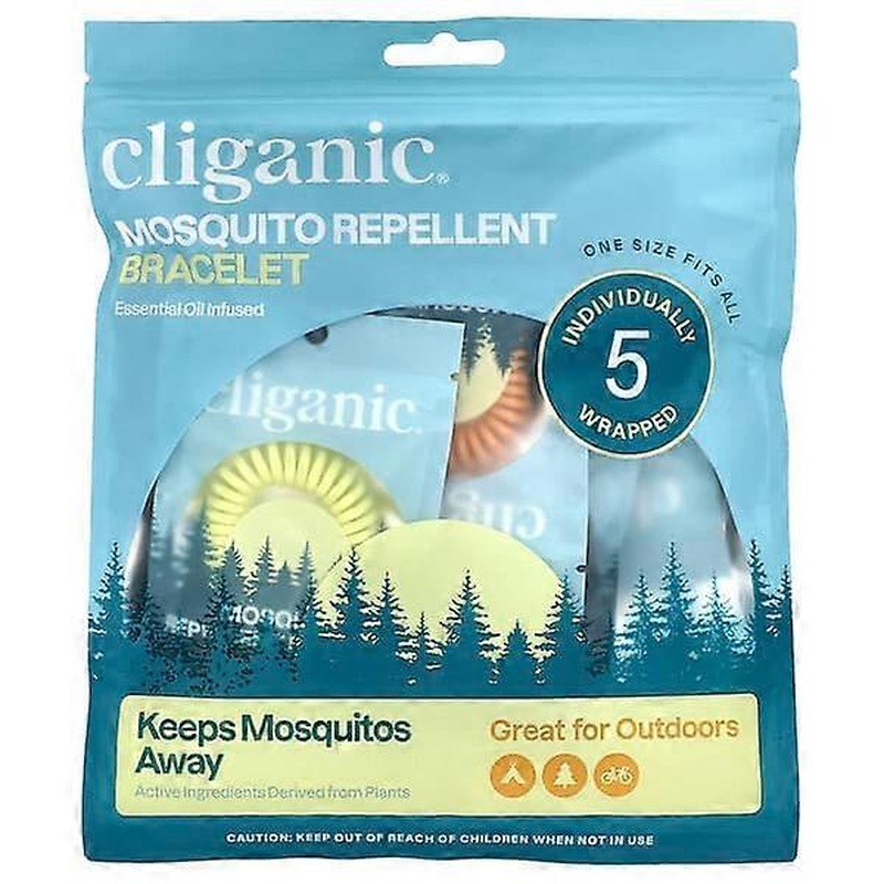 Cliganic, Mosquito Repellent Bracelet, One Size Fits All, 5 Individually Wrapped Bracelets