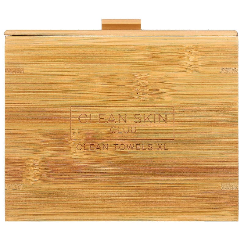 Luxe Bamboo Box, Clean Towels XL, Container with Cover , 50 Count