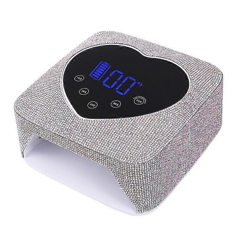 LED Nail Art Lamp, 72W Rechargeable Nail Dryer Gel Polish Lamp for Salon and Home - silver