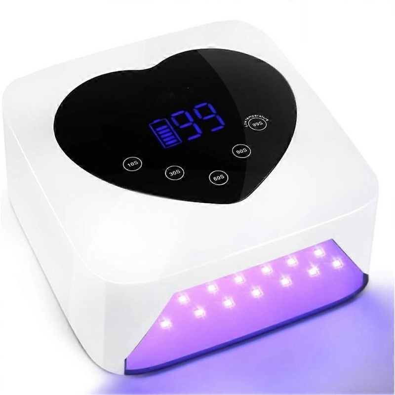 Nail art lamp with 5 timer settings and cute heart-shaped large LCD display - white