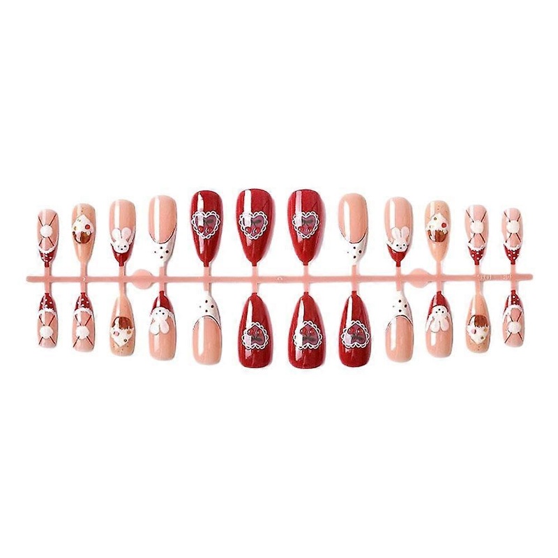 24-Piece Cherry Nail Stickers Kit with Jelly Glue and Tools Sweet Floral Design for Women and Girls