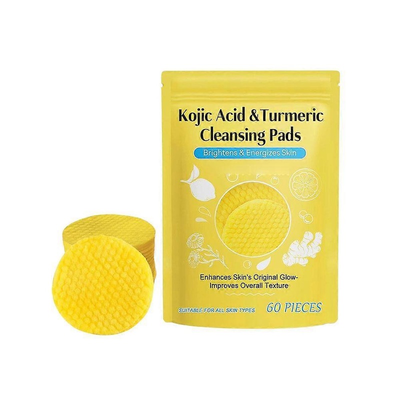 Kojic Acid & Turmeric Cleansing Pads 60-Piece Set for Acne Dark Spots and Oil Control