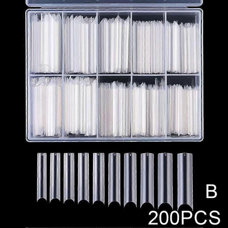 200-Piece Reusable False Nail Set Natural and Transparent Colors Long-Lasting Easy to Apply for Various Styles