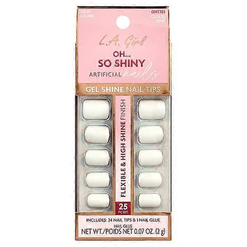 L.A. Girl, Oh So Shiny Artificial Nails, Gel Shine Nail Tips, GNT151 Cloud Nine, 25 Piece Kit