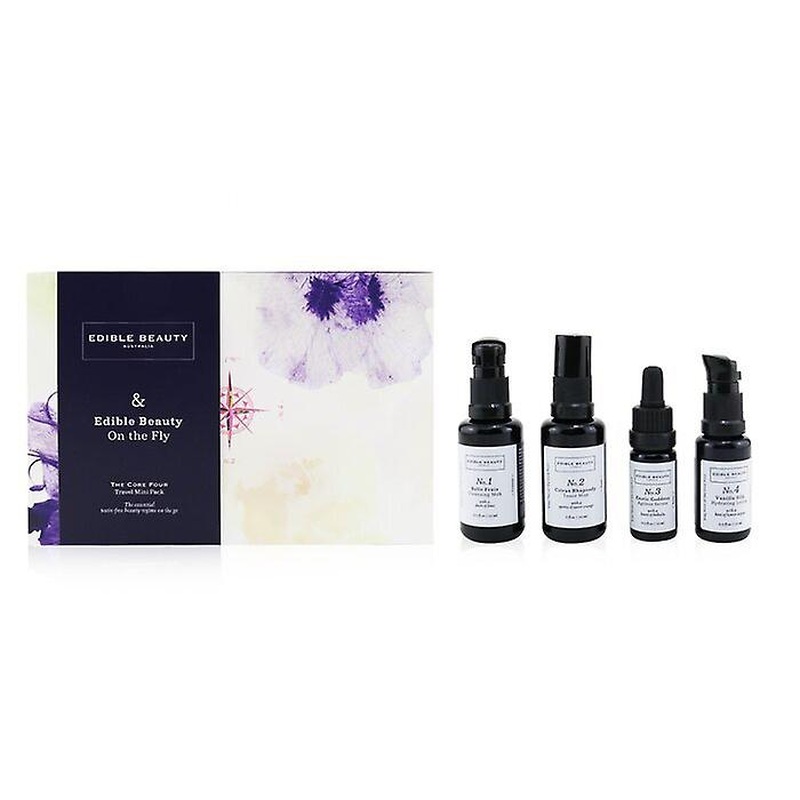 & Edible Beauty On The Fly Travel Mini Kit: Cleansing Milk 15ml+ Toner Mist 30ml+ Ageless Serum 10ml+ Hydrating Lotion 15ml 4pcs