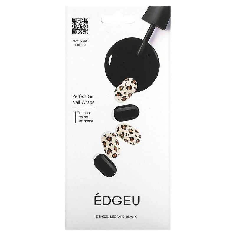 Perfect Gel Nail Wraps, ENA906, Leopard Black, 16 Piece Strips Set