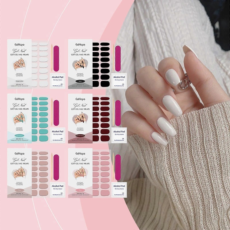 Eelhope Soft Gel Nail Stickers Set Simple Manicures Decoration Personality Nail Lasting Nail Sticker Gel