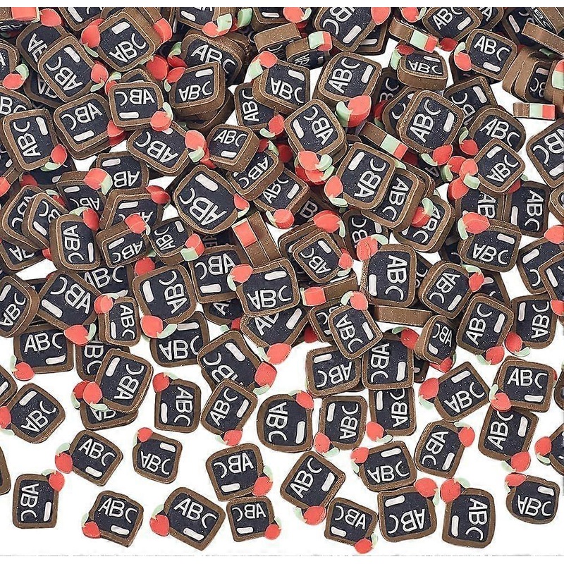 100G School Sprinkles Polymer Clay Slices Bulk Teachers' Day Graduation Theme Blackboard Soft Decor Cabochons Flakes Slice for Back to School Nail Art
