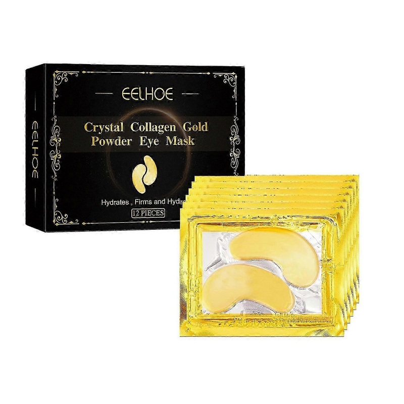 1-6x EELHOE 12PCS Crystal Collagen Gold Powder Eye Masks Hydrating Firming Anti Wrinkle Eye Patches
