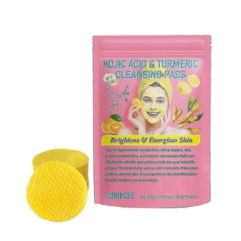 40-Piece Turmeric Acne Cleansing Pads  Gently Removes Impurities, Brightens Skin, and Refines Pores