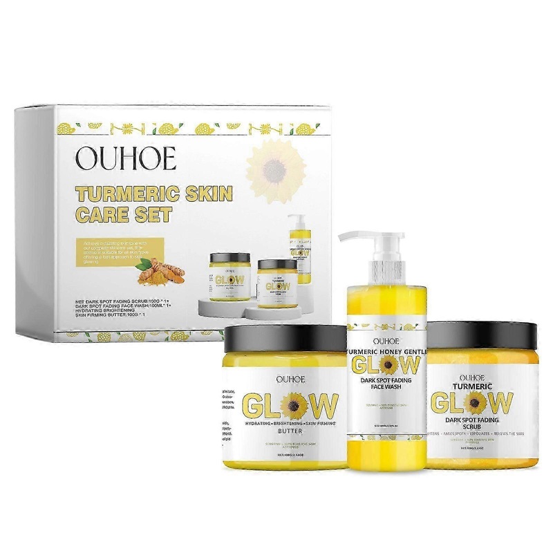 Ouhoe Turmeric Skin Care Set Is A Refreshing, Cleansing, Hydrating, Oil-Controlling, Fine Line-Reducing, Firming And Whitening Care Set