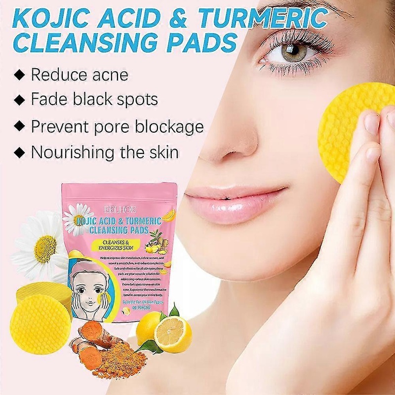 40Pcs Turmeric Cleansing Pads, Kojic Acid And Turmeric Cleansing Pad