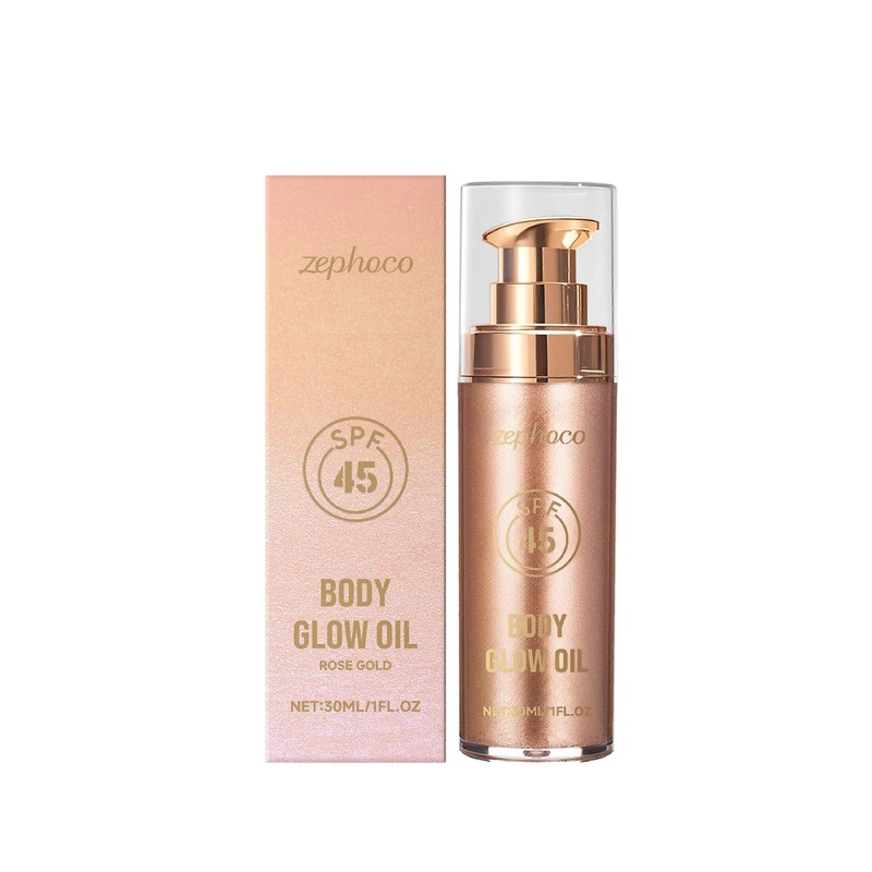 zephoco Rose Gold Coconut Protective Sparkling Body Oil Summer Protective Moisturizing Radiant Non-Greasy Body Oil