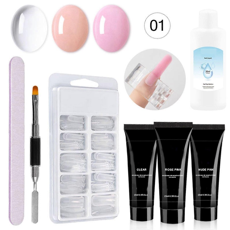 Nail Gel Set UV LED Nail Gel Set Nail Extension Gel Kit False Nail Tips Nail Clip Nail Pen Nail File for Quick Nail Extension Salon Nail Tool Kit