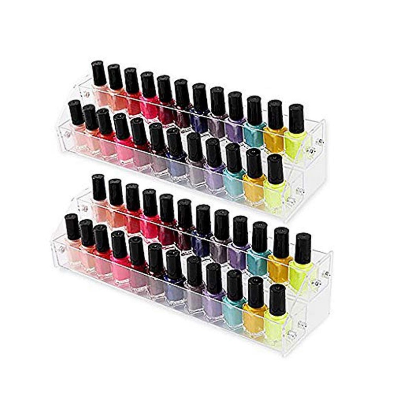 Adjustable Acrylic Nail Polish Rack 2-6 Row Display Organizer Holds 20-108 Bottles For Home And Retail