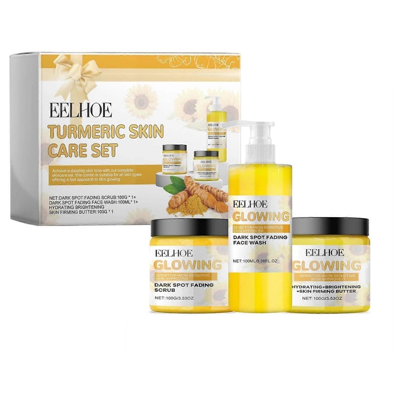 Eelhoe Turmeric Skin Care Set Gentle Moisturizing Cleansing Refreshing Moisturizing Daily Cleansing Care Suit