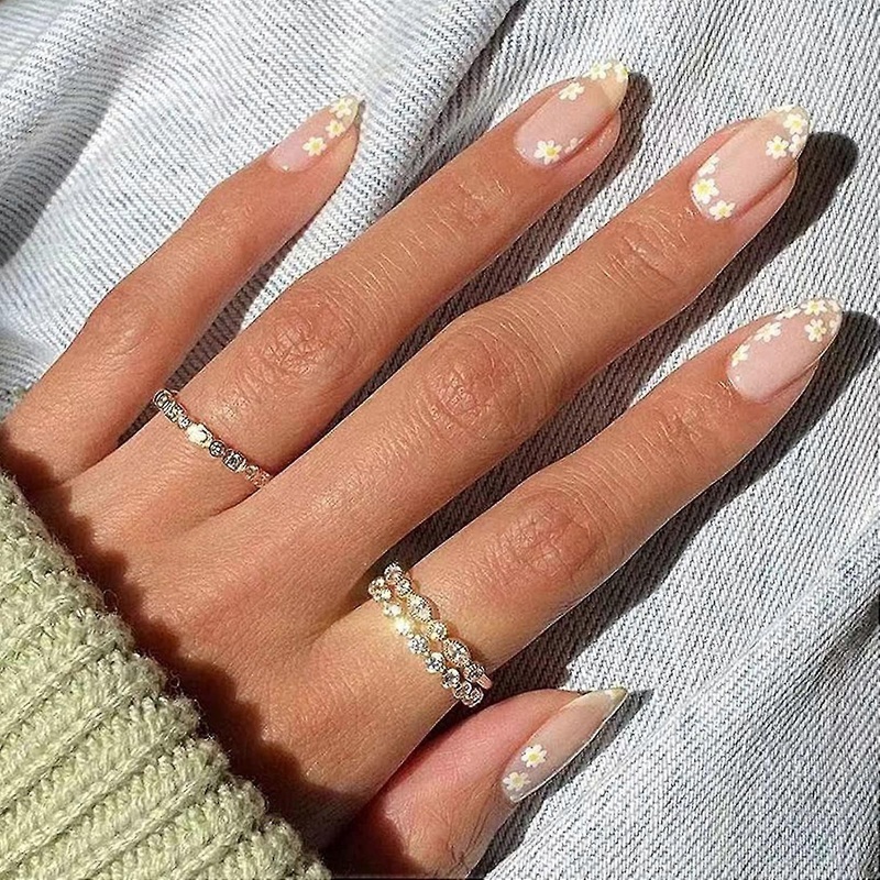 24 Pcs Press On Nails Short,fake Nails Rhinestone Sti On Nails,swirl False Nails,glossy Acrylic Nails For Women And Girls (style 5),4350