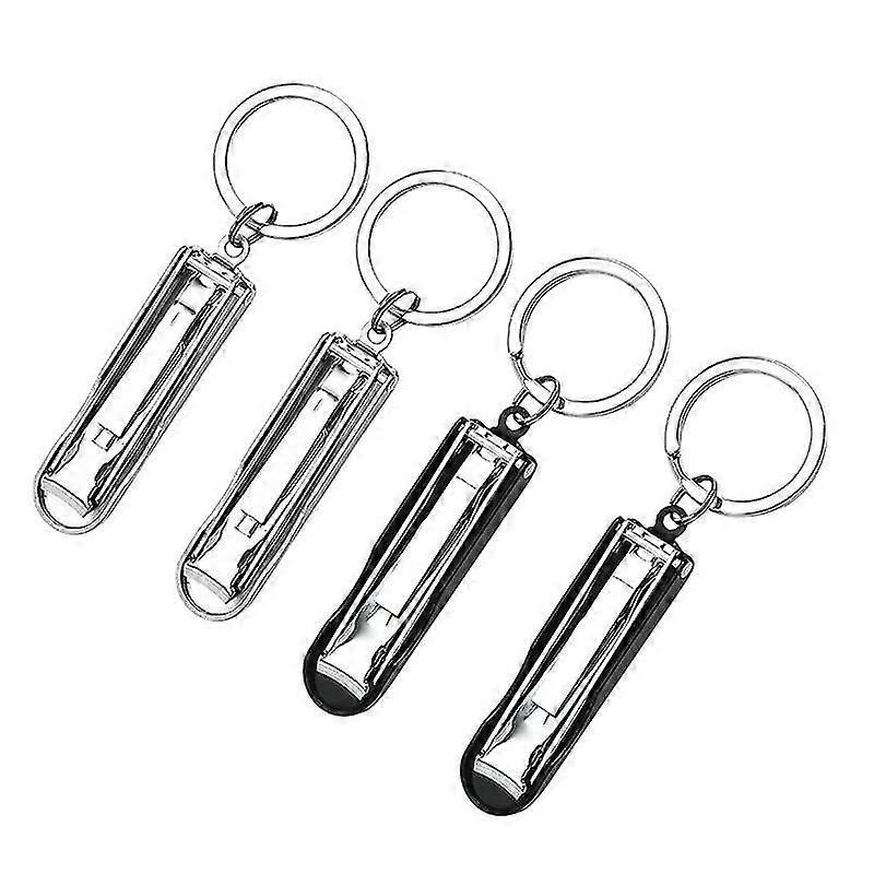 4pcs -thin Nail Clippers Keychain, Mini Foldable Nail Cutter With Key Ring, Small Portable Stainless Steel Poet Manicure Set For Travel, Campin,7138