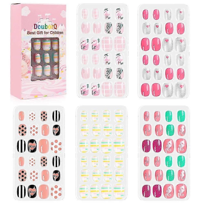 Minglan 120 Pieces Of Children's Nail Pieces And False Nail Pieces Set