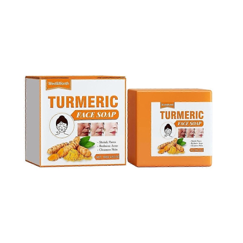 1-6x WEST&MONTH Turmeric Face Soap Gentle Cleansing Turmeric Soap Bar for Dark Spots Brightening