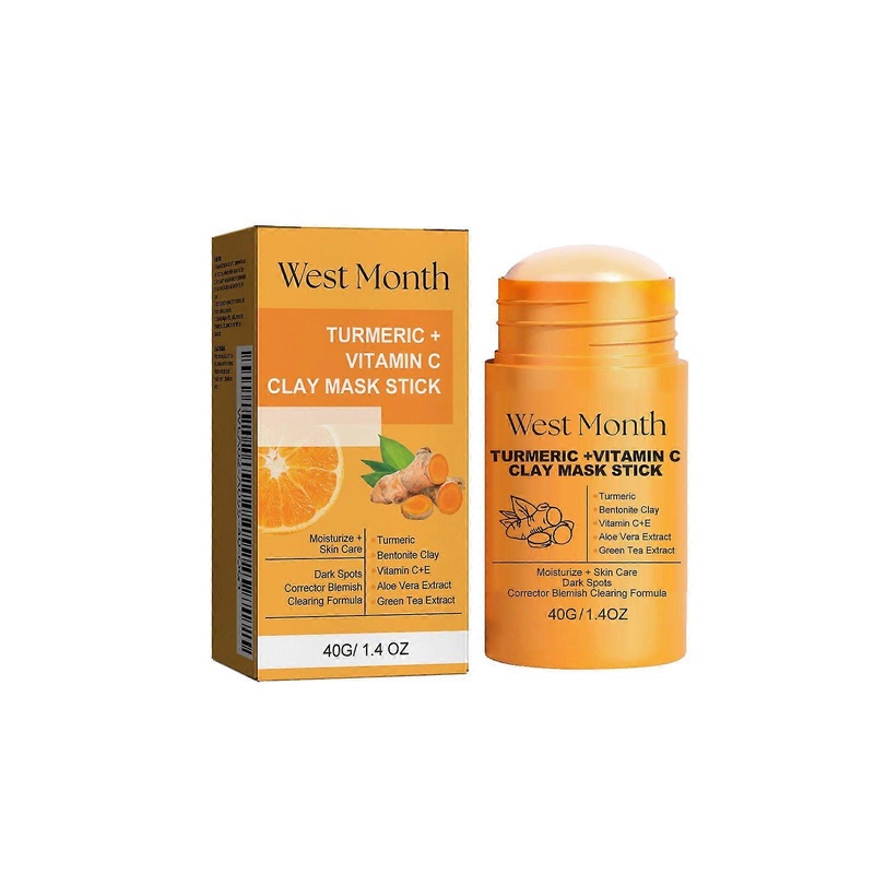 West Month Turmeric Clay Brightening Mask Stick, Deep Cleansing, Pore Narrowing And Skin Brightening Smear Mud Mask