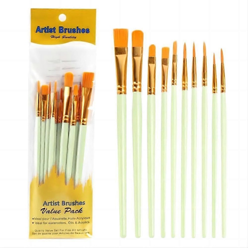 10 Pieces Acrylic Paint Brush Set for Face Nail Art Miniature Detailing and Rock Painting