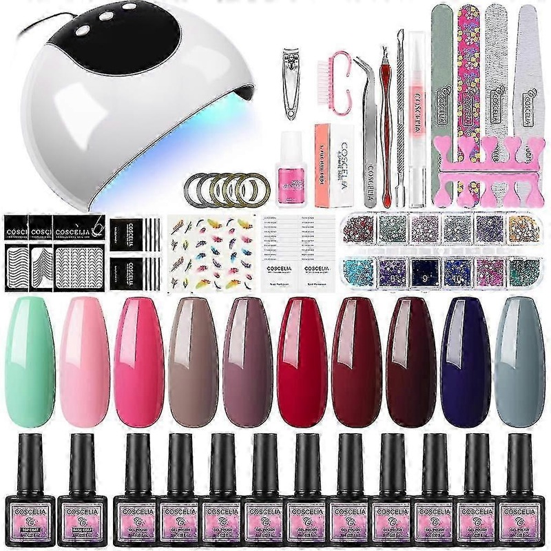 10 Pieces Uv Gel Varnish Color Gel Nail Set 24w Uv + Led Nail Polish Gel Varnish Starter Set
