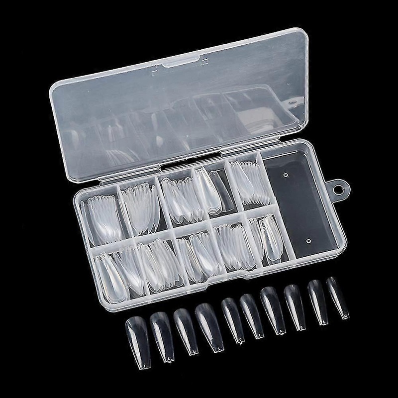 100pcs Fake Nails Acrylic Nails Full Cover Tips Coffin Manicure Ballerina Uv Gel Acrylic Nail Kit Tools False