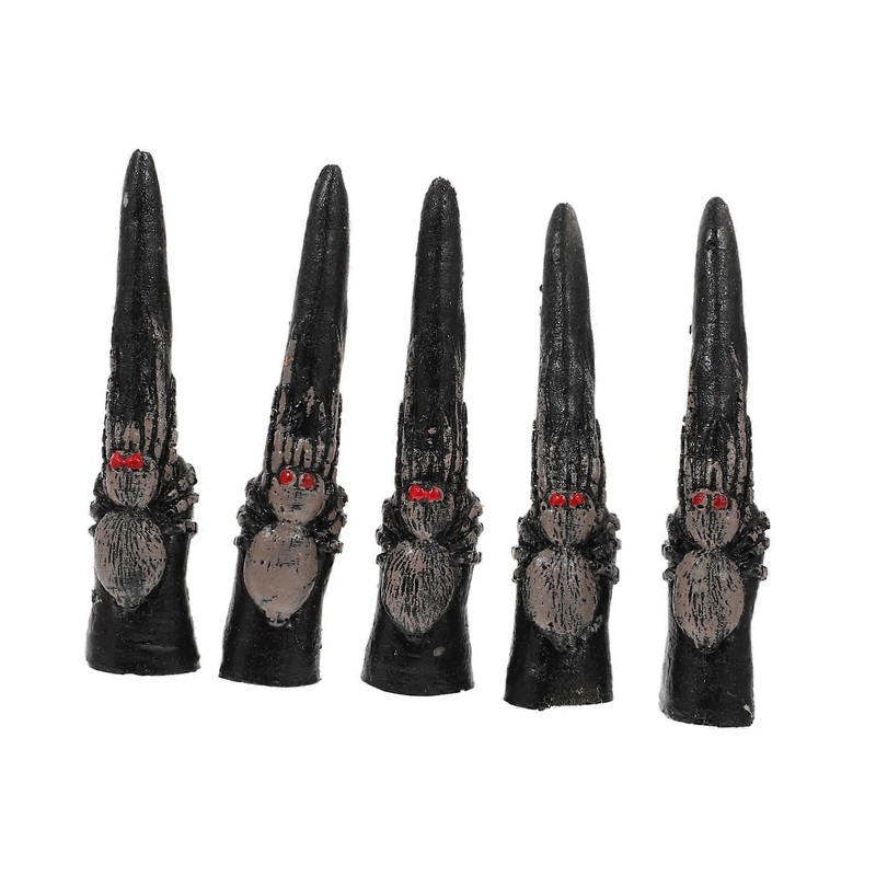 5 Pieces Chic Halloween Fake Nails Witch Finger Horror Props Durable Safe Plastic for Costume Party and Masquerade