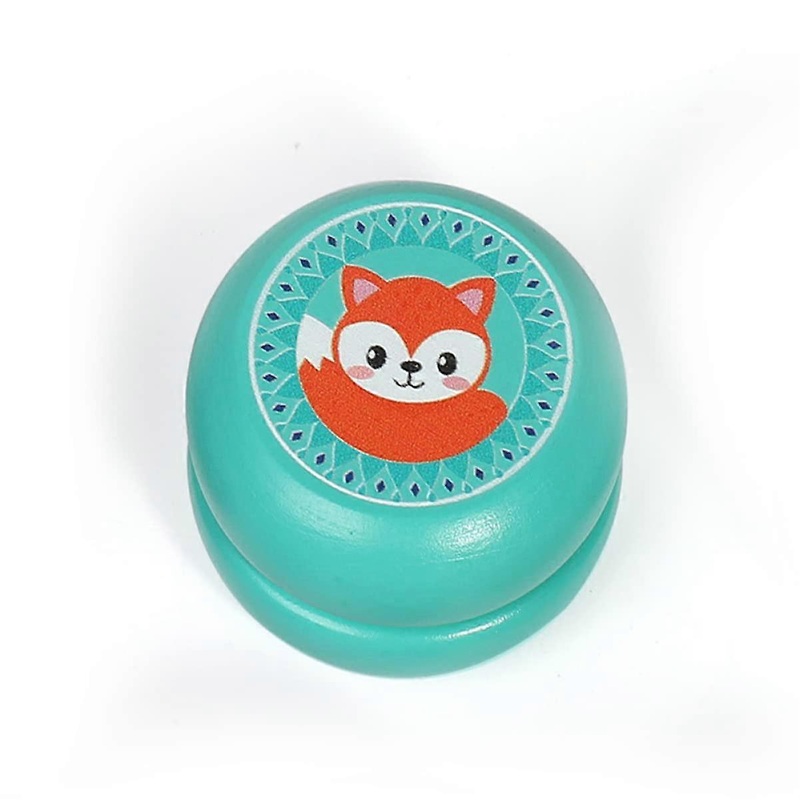 Wooden Yoyo Set of 2 with Cute Cartoon Animal Patterns - Snail and Fox Design - Educational Color Recognition and Wrist Strengthening