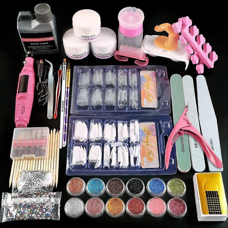 Acrylic Nail Kit False Nails Full Kit Accessory for Manicure Nail Files Portable Nail Drill Machine Tool for DIY Nail Art