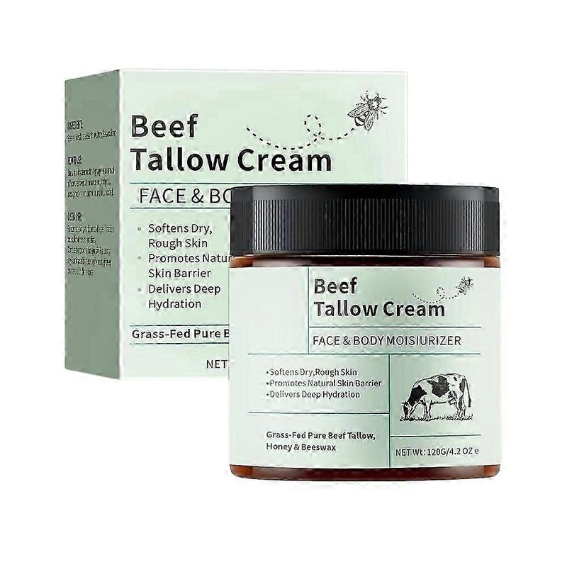 1-3x Beef Tallow Balm for Skin, with Honey Grass-Fed Pure and Beeswax 120g