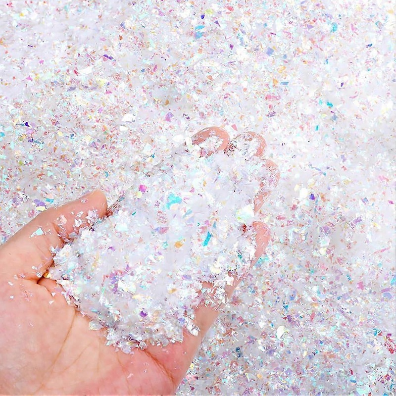 300g Plastic Artificial Snow Glitter Powder for Crafts, White Snow Confetti for Holiday Decorations and Ornaments
