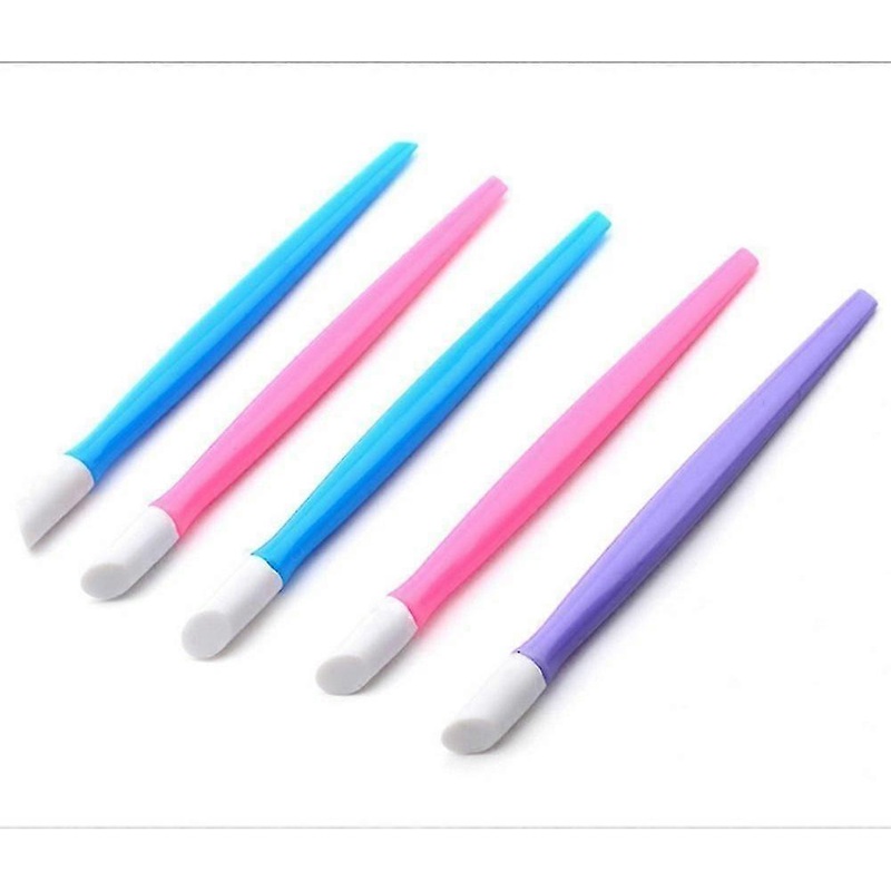 Nail Art Rubber Cuticle Pusher - Pack Of 6 - Plastic Handle Tipped - Men And Women