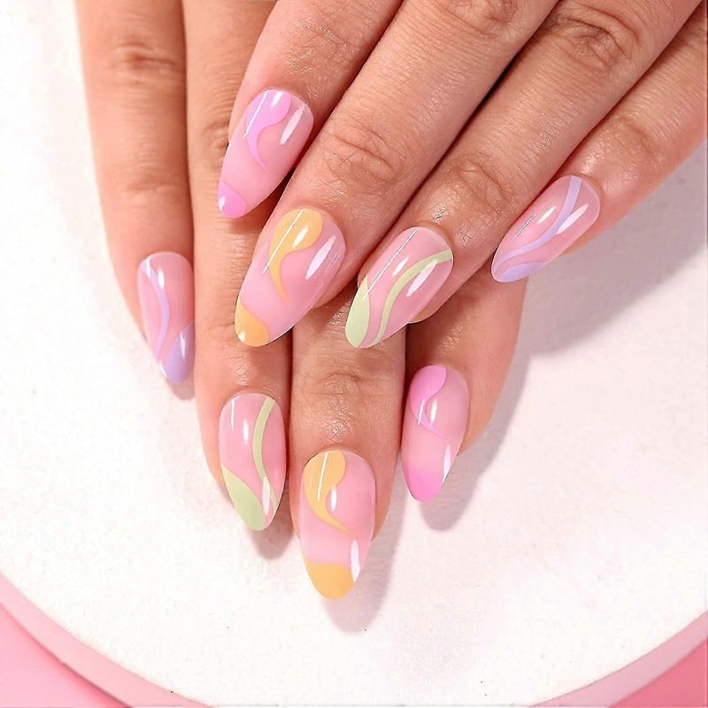 Press On Fake Nails, 24pcsfalse Nails, Reusable, Perfect For Women Girls