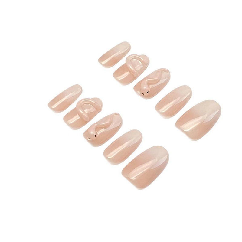 Handmade Press-On Nails -  Warm Autumn-Winter 3D Snake Design with Gradient Colors for a Fresh and Bright Look