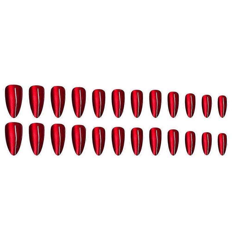 Handmade red cat eyes fake nail set Short Press on Nails for Nail Art