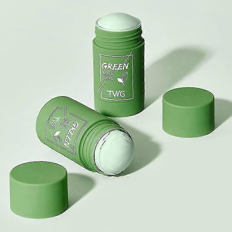 2pack Girl Green Tea Solid Mask Green Tea Mask Stick Deep Cleaning Mud Mask Stick Oil Control Anti-acne Eggplant Masks Purifying Clay Stick Mask Skin
