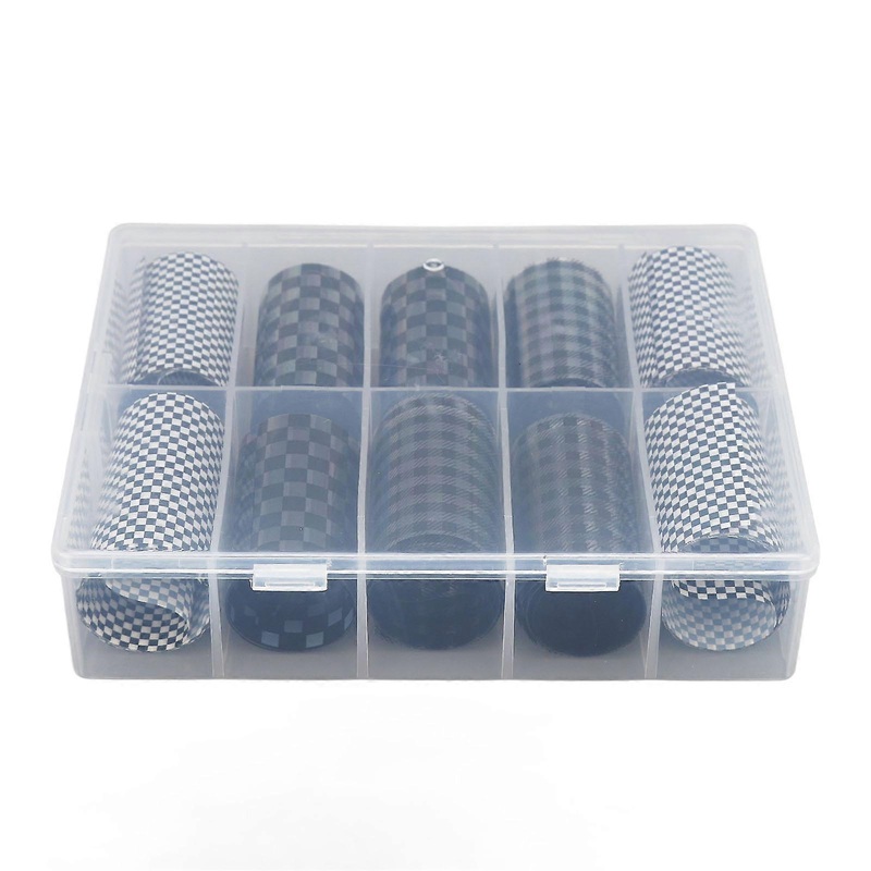 1 Box Black White Plaid Nail Art Sticker Simple Stylish Safe DIY Nail Art Stickers Decals for Home and Nail Salon