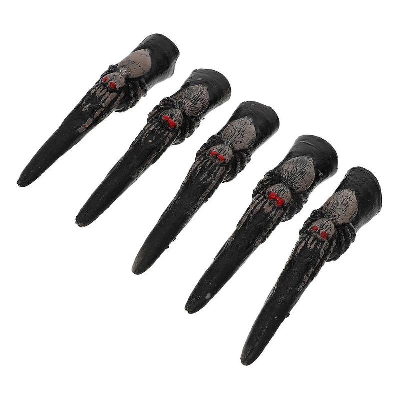 5St Falscher Nagelsatz Halloween Fake Nails Set For Cosplay Monster Fingers 9.5x2.5cm Plastic As Shown