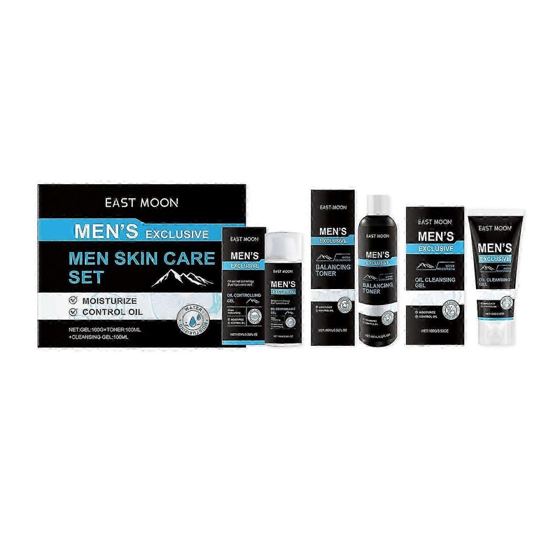 East Moon Men's Oil Control Cleansing and Skin Care Set Gentle Hydrating Moisturizing Cleansing Facial Refreshing Oil Control