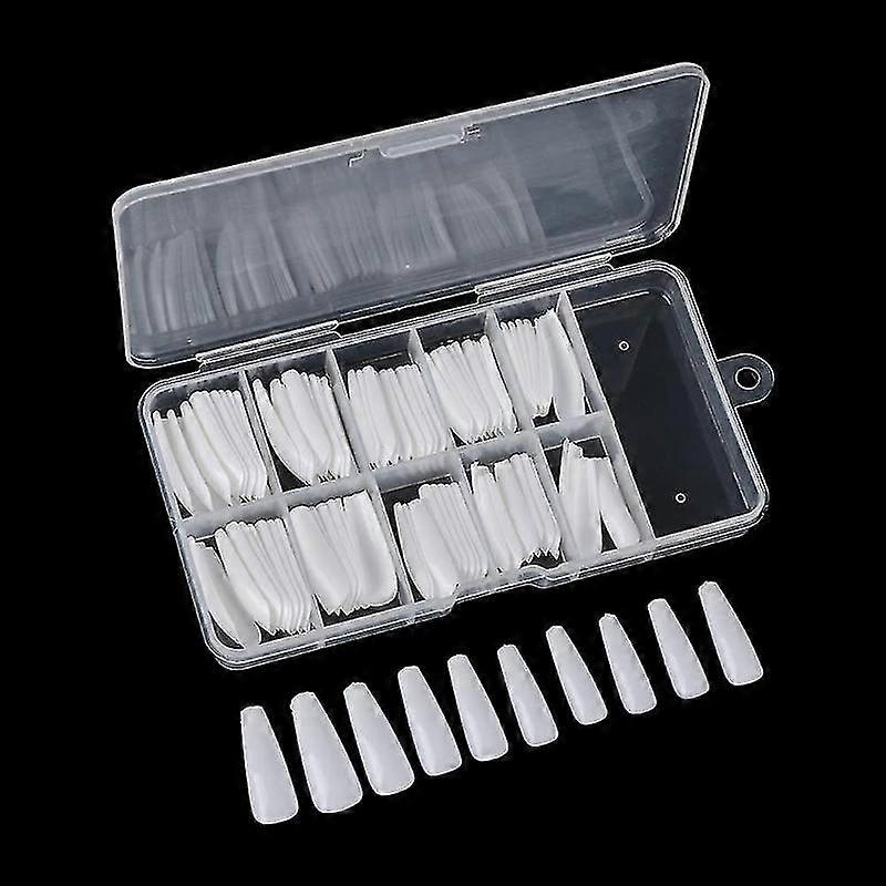 102pcs Fake Nails Acrylic Nails Full Cover Tips Coffin Manicure Ballerina Uv Gel Acrylic Nail Kit Tools (white)