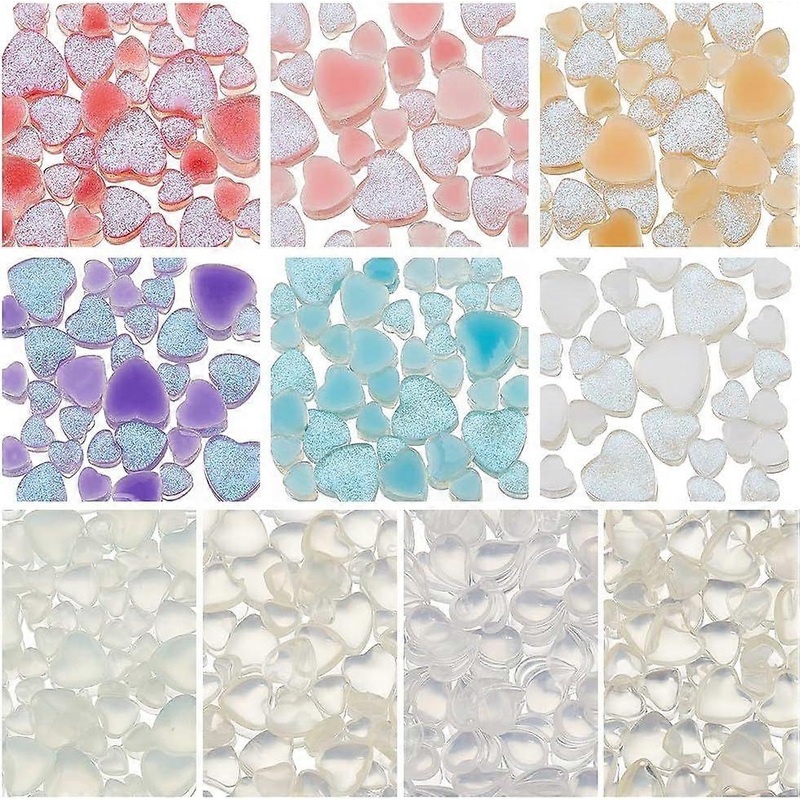 10 Colors 3D Heart Nail Art Charm Resin Cabochons Nail Gems Heart Charms Shiny Heart Nail Art Gems for DIY Crafts Nail Art Phone Case Manicure Decorat