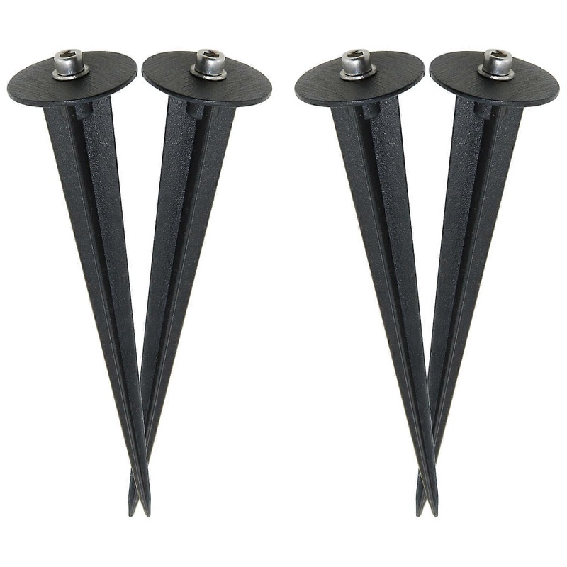 Metal Ground Stakes 160mm Length with Hex Screws and Washers, Black Threaded Tips for Solar Landscape Lights, 4 Pack
