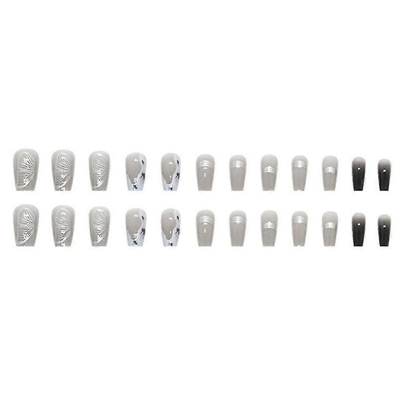 Cold Gradient Fake Nails-long Magic Mirror Powder Butterfly Fake Nails