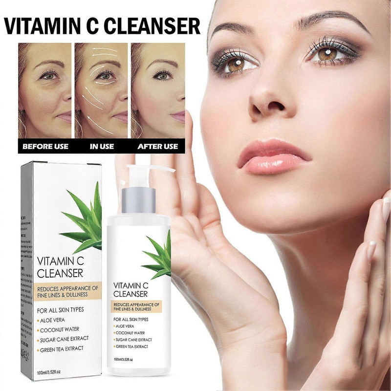 2pcs 100ml Vitamin C Facial Cleanser Deep Cleansing Brightening Face Wash for Reducing Fine Line