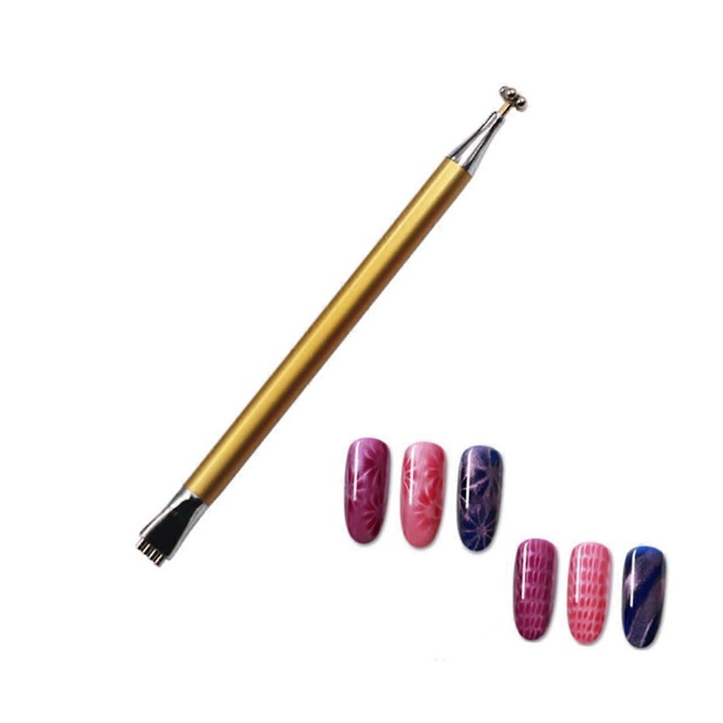 3Pcs Cat Eye Magnet Stick Double Headed Magnetic Dotting Pens for Nail Art Gel Polish - Red White Yellow Colors