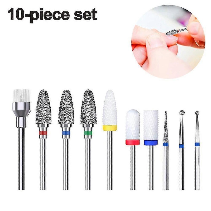 10-piece Nail Art Tungsten Steel Alloy Polishing Head Set, High-quality Nail Remover, Exfoliating, Polishing And Cleaning Tool,5783