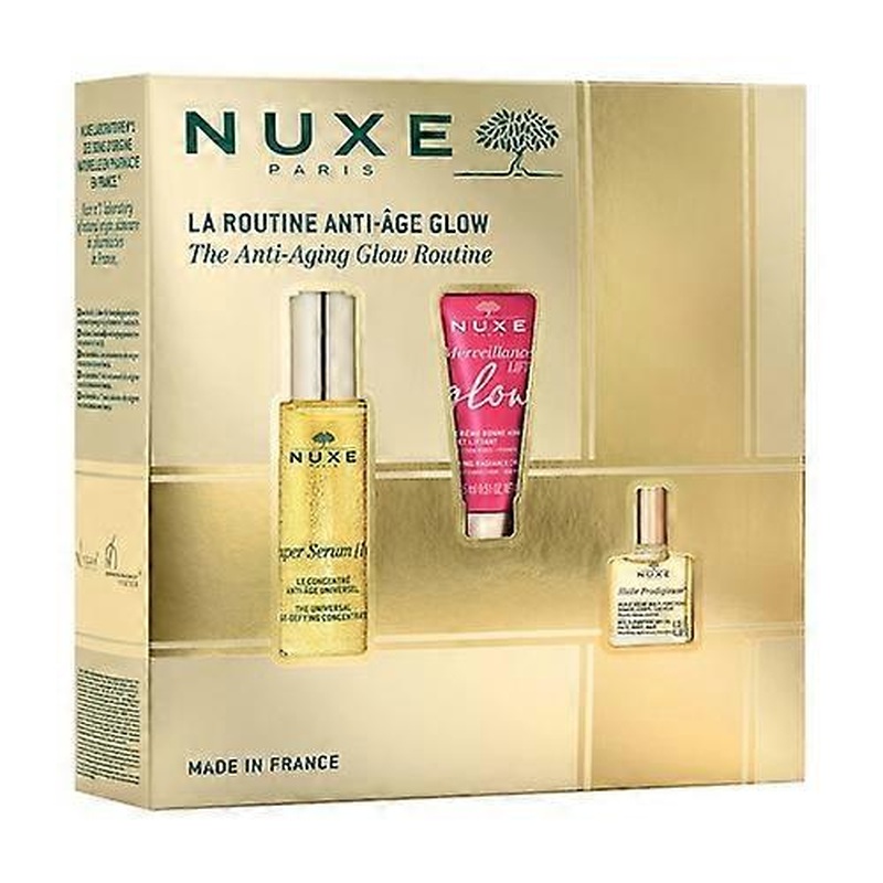 Anti-aging glow routine: super serum [10] + merveillance lift glow + huile prodigieuse 30ml+15ml+10ml