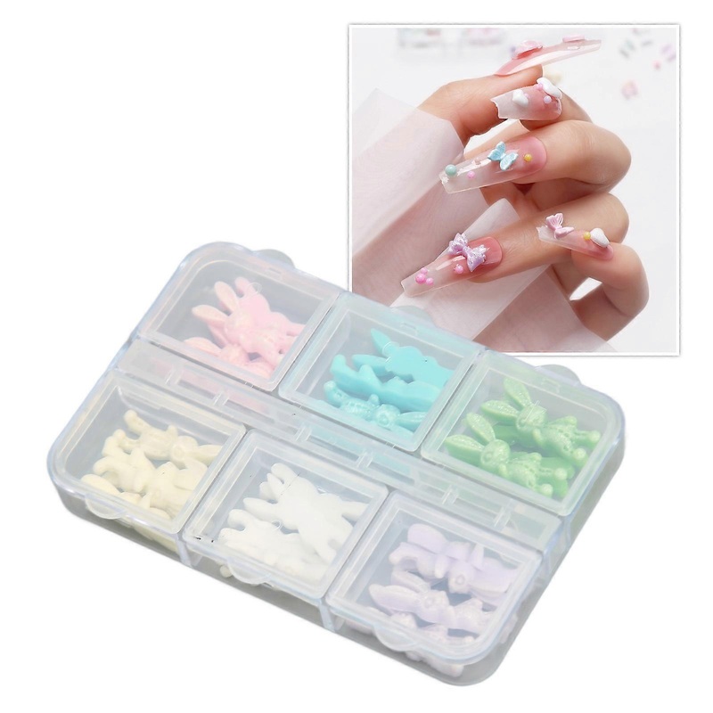 1 Box Rabbit Nail Art Decoration Portable Safe Resin Nail Art Ornaments for Autumn Winter